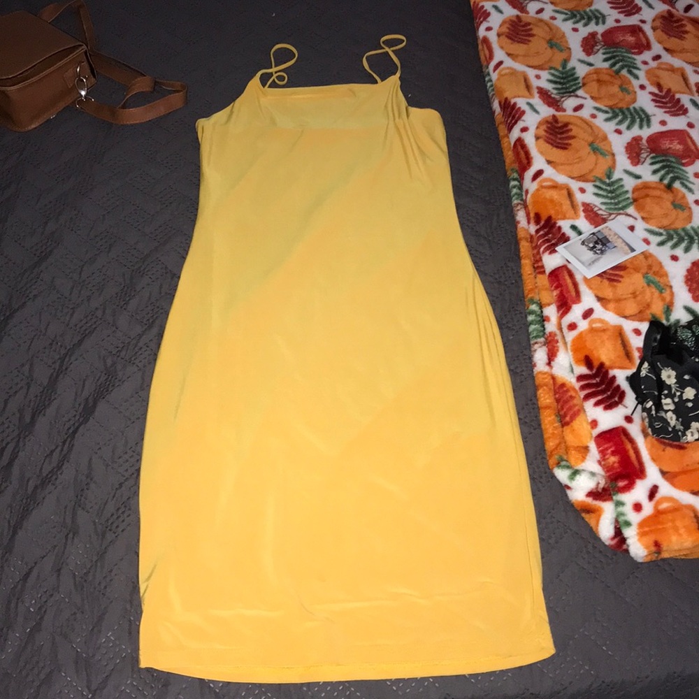 Yellow stretchy bodycon dress